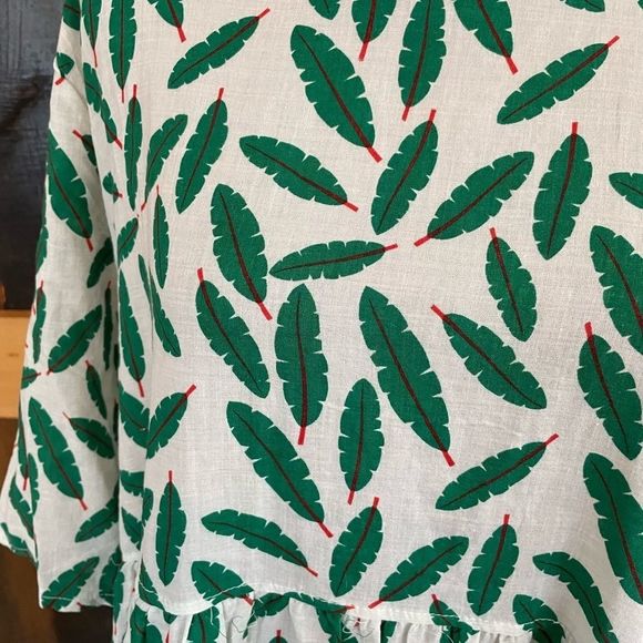 Green Leaf Print Dress - Picture 3 of 7